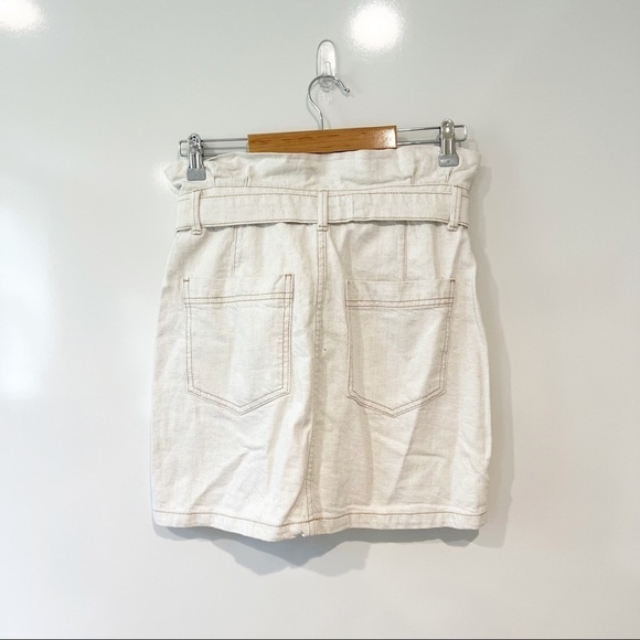 Free People Splendor in the Grass Cream Paper Bag Waist Mini Skirt - Picture 7 of 13